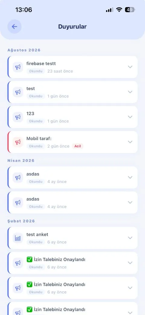 QR Personel Takip Duyurular